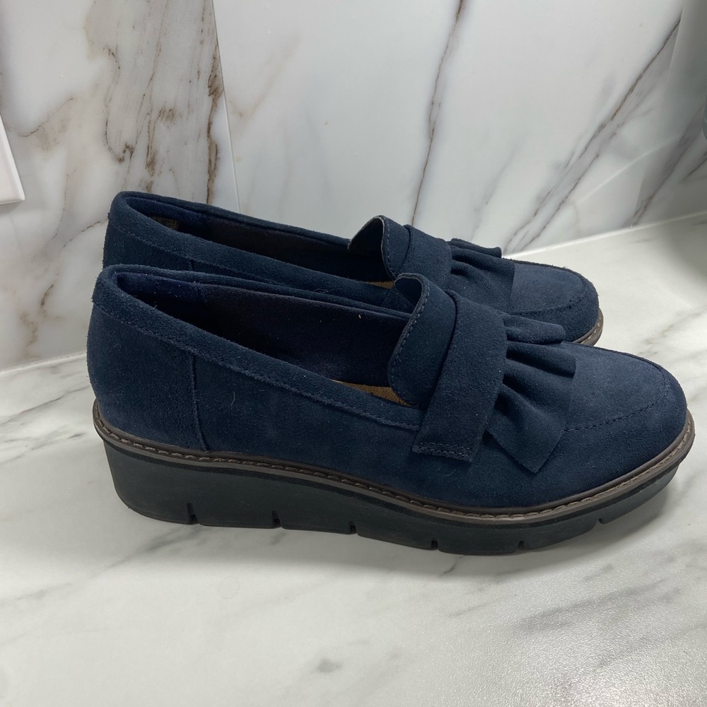 Clarks Dark Blue Suede Women's Loafers
